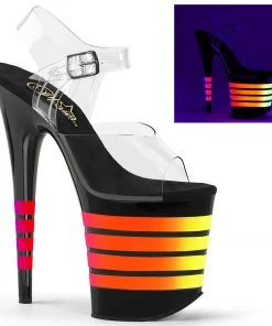 Pleaser Shoes By Pleaser USA FLAMINGO-808UVLN Pleaser Shoes UV Reactive Exotic Dancer Shoes 8 Inch Heels