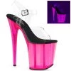 Pleaser Shoes By Pleaser USA FLAMINGO-808UVT Pleaser Shoes Pink Tinted Exotic Dancer Shoes 8 Inch Heels
