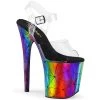 Pleaser Shoes By Pleaser USA FLAMINGO-808WR Pleaser Shoes Rainbow Clearance Platform Stripper Shoes 8 Inch Heels