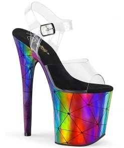 Pleaser Shoes By Pleaser USA FLAMINGO-808WR Pleaser Shoes Rainbow Clearance Platform Stripper Shoes 8 Inch Heels