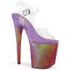 Pleaser Shoes By Pleaser USA FLAMINGO-808WR Pleaser Shoes Purple Holographic Pole Dancing Shoes 8 Inch Heels