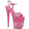 Pleaser Shoes By Pleaser USA 8 Inch Heels FLAMINGO-809-2G Pleaser Shoes Glittery Pink Platform Exotic Dancer Shoe