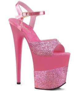 Pleaser Shoes By Pleaser USA 8 Inch Heels FLAMINGO-809-2G Pleaser Shoes Glittery Pink Platform Exotic Dancer Shoe