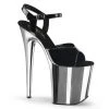 Pleaser Shoes By Pleaser USA 8 Inch Heels FLAMINGO-809 Pleaser Shoes Silver Chrome Exotic Dancer Sandal