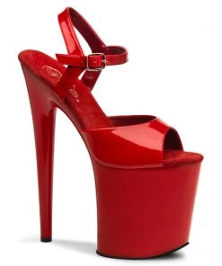 Pleaser Shoes By Pleaser USA 8 Inch Heels FLAMINGO-809 Pleaser Shoe Red Patent Platform Exotic Dancer Shoe