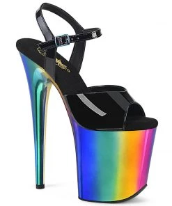 Pleaser Shoes By Pleaser USA FLAMINGO-809RC Pleaser Shoes Rainbow Chrome Exotic Dancer Shoe