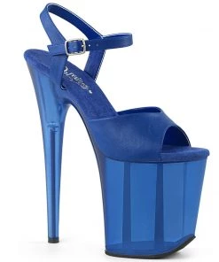 Pleaser Shoes By Pleaser USA 8 Inch Heels FLAMINGO-809T Pleaser Shoes Blue Faux Leather Platform Exotic Dancer Shoe