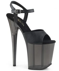 Pleaser Shoes By Pleaser USA FLAMINGO-809T Pleaser Shoes Black Faux Leather Platform Exotic Dancer Shoe 8 Inch Heels