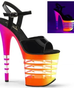 Pleaser Shoes By Pleaser USA FLAMINGO-809UVLN Pleaser Shoes Clearane UV Reactive Exotic Dancer Shoes