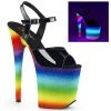 Pleaser Shoes By Pleaser USA 8 Inch Heels FLAMINGO-809WR Pleaser Shoes Rainbow Print Stripper Shoe