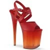 Pleaser Shoes By Pleaser USA FLAMINGO-822T Pleaser Shoes Red Ombre Tinted 8 Inch Exotic Dancer Shoes 8 Inch Heels
