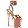 Pleaser Shoes By Pleaser USA FLAMINGO-891 Pleaser Shoes Rose Gold Cuffed Exotic Dancer Shoes 8 Inch Heels