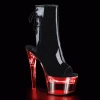 Pleaser Shoes By Pleaser USA FLASHDANCE-1018-7 Black Patent Light Up Stripper Boot Booties And Ankle High Boots