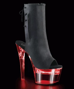 Pleaser Shoes By Pleaser USA FLASHDANCE-1018-7 Pleaser Shoes Light Up Platform Ankle High Stripper Boots Booties And Ankle High Boots