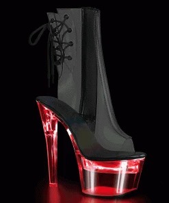 Pleaser Shoes By Pleaser USA Booties And Ankle High Boots FLASHDANCE-1018C-7 Pleaser Shoes Clear Illuminated Ankle High Stripper Boots