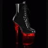 Pleaser Shoes By Pleaser USA FLASHDANCE-1020-8 Pleaser Shoes Black Patent Light Up Exotic Dancer Boots