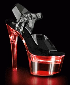 Pleaser Shoes By Pleaser USA FLASHDANCE-708 Clear Platform LED Illuminated Stripper Shoe