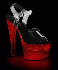 Pleaser Shoes By Pleaser USA FLASHDANCE-708XTAL Pleaser Shoes Clearance Light Up Exotic Dancer Shoes 7 Inch Heels