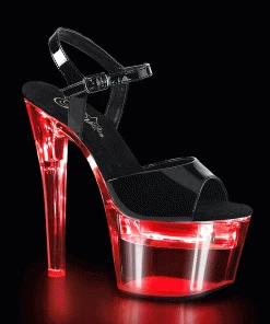 Pleaser Shoes By Pleaser USA FLASHDANCE-709 Black Patent Upper LED Platform Stripper Shoe