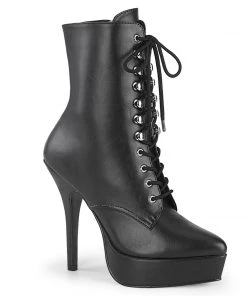 INDULGE-1020 Devious Shoes Black Faux Leather Boots