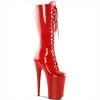 Pleaser Shoes By Pleaser USA INFINITY-2020 Pleaser Shoes Red Patent 9 Inch Heel Knee High And Mid Calf Boots