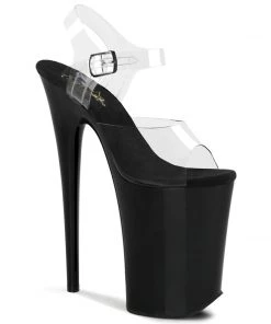 Pleaser Shoes By Pleaser USA INFINITY-908 Pleaser Shoes Clear Upper Black Platform Shoe