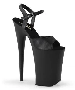 Pleaser Shoes By Pleaser USA INFINITY-909 Pleaser Shoes Black Faux Leather 9 Inch Heels