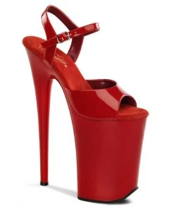 Pleaser Shoes By Pleaser USA INFINITY-909 Pleaser Shoe Red Patent Extreme Heels
