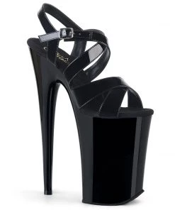 Pleaser Shoes By Pleaser USA INFINITY-997 Pleaser Shoes Black Patent Strappy Sandal