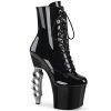 Pleaser Shoes By Pleaser USA IRONGRIP-1020 Pleaser Shoes Black Patent Stripper Shoes Booties And Ankle High Boots