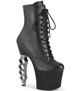 Pleaser Shoes By Pleaser USA Booties And Ankle High Boots IRONGRIP-1020 Pleaser Shoes Brass Knuckle Heel Stripper Boot