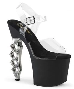 Pleaser Shoes By Pleaser USA IRONGRIP-708 Pleaser Shoes Brass Knuckle Stripper Shoes 7 Inch Heels