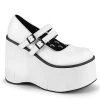 Demonia Shoes Women's Demonia Footwear KERA-08 White Vegan Demonia Gothic Maryjane