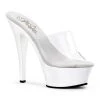 Pleaser Shoes By Pleaser USA KISS-201 Pleaser Shoes Clear/White Platform Stripper Shoe 6 Inch Heels