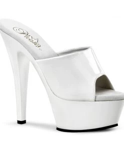 Pleaser Shoes By Pleaser USA 6 Inch Heels KISS-201 Pleaser Shoes White Patent Platform Stripper Shoe