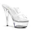 Pleaser Shoes By Pleaser USA KISS-202 Pleaser Shoes Clear Double Band Stripper Shoes 6 Inch Heels