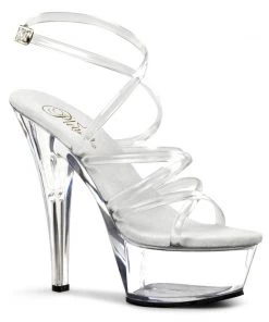 Pleaser Shoes By Pleaser USA KISS-206 Pleaser Shoes Clear Strappy Stripper Shoes