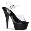 Pleaser Shoes By Pleaser USA 6 Inch Heels KISS-208 Pleaser Shoes Clear Upper Black Platform Pole Dancing Shoe
