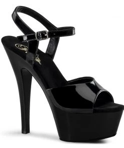 Pleaser Shoes By Pleaser USA KISS-209 Pleaser Shoes Black Patent Platform Pole Dancing Shoe 6 Inch Heels