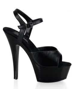 Pleaser Shoes By Pleaser USA KISS-209 Pleaser Shoes Black Leather Platform Stripper Shoe 6 Inch Heels