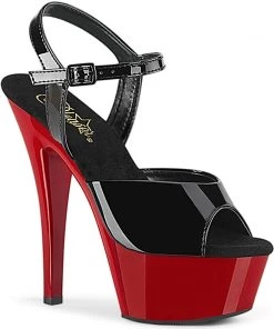 Pleaser Shoes By Pleaser USA 6 Inch Heels KISS-209 Pleaser Shoes Black Upper Red Platform Stripper Shoe