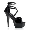 Pleaser Shoes By Pleaser USA 6 Inch Heels KISS-254 Pleaser Shoes Black Patent Stripper Shoes