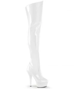 Pleaser Shoes By Pleaser USA Thigh High Boots KISS-3010 Pleaser Shoe White Patent Thigh High Boot