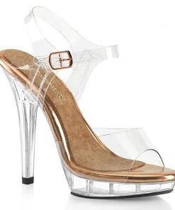 Fabulicious Shoes By Pleaser USA LIP-108 Clear High Heel Evening Sandal Evening And Prom Shoes