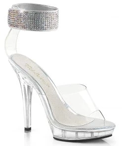 Fabulicious Shoes By Pleaser USA LIP-142 Clear Rhinestone High Heel Evening Shoe