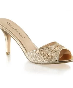 Fabulicious Shoes By Pleaser USA LUCY-01 Gold Metallic Slide Sandal