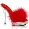 Fabulicious Shoes By Pleaser USA MAJESTY-501F-8 Red Marabou Fur Stiletto Heel Bedroom Slipper Sexy Sandals