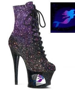Pleaser Shoes By Pleaser USA Booties And Ankle High Boots MOON-1020MER Pleaser Shoes Ombre Glitter Mermaid Stripper Boots