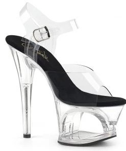 Pleaser Shoes By Pleaser USA MOON-708 Pleaser Shoes Clear Cut Out Platform Stripper Sandal 7 Inch Heels