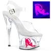 Pleaser Shoes By Pleaser USA MOON-708CAT Pleaser Shoes Clearance Blacklight Reactive Cat Stripper Shoe 7 Inch Heels